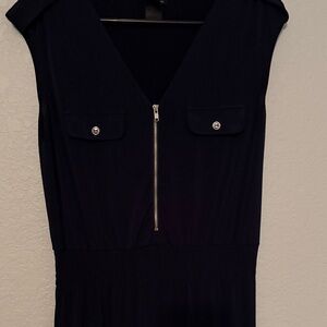 Navy Sleeveless Maxi Jumpsuit with Front Zip